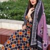 ثوب متعدد الألوان مصنوع من القطن بتصميم دائري جميل مطبوع عليه شيلة متناسقة مخيطة على الطراز الظفاري