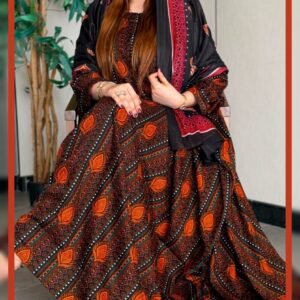جلابية قطنية جميلة مع شيلة متناسقة