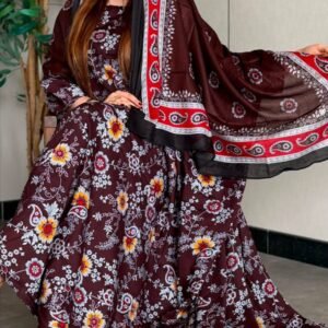 جلابية قطنية جميلة مع شيلة متناسقة