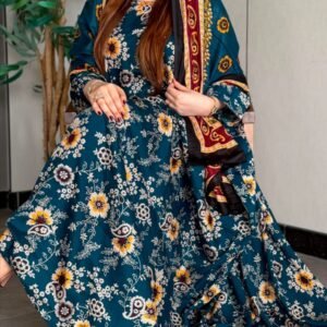 جلابية قطنية جميلة مع شيلة متناسقة